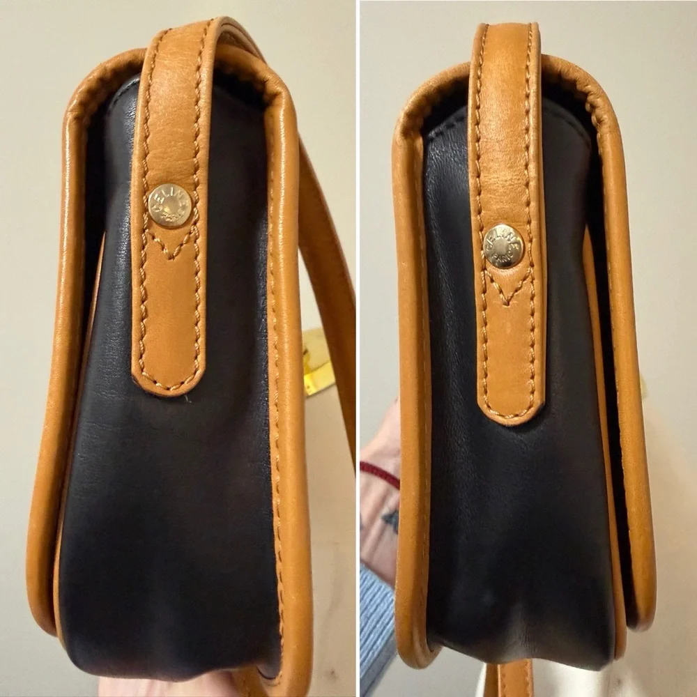 Celine Leather Crossbody Shoulder Bag Black with Tan Trim - Picture 5 of 13